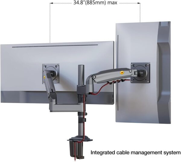 51SN0lnkj0L._AC_SL11 NB North Bayou Dual Monitor Desk Mount, Adjustable Gas Spring Monitor Desk