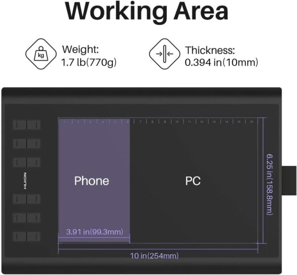 614TKV~1 HUION Inspiroy H1060P Graphics Drawing Tablet