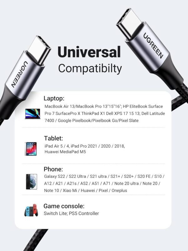 61BBv-OwgzL._AC_SL1500_ UGREEN Type-C Male to Male 3A/PD 60W Fast Charging Data Cable