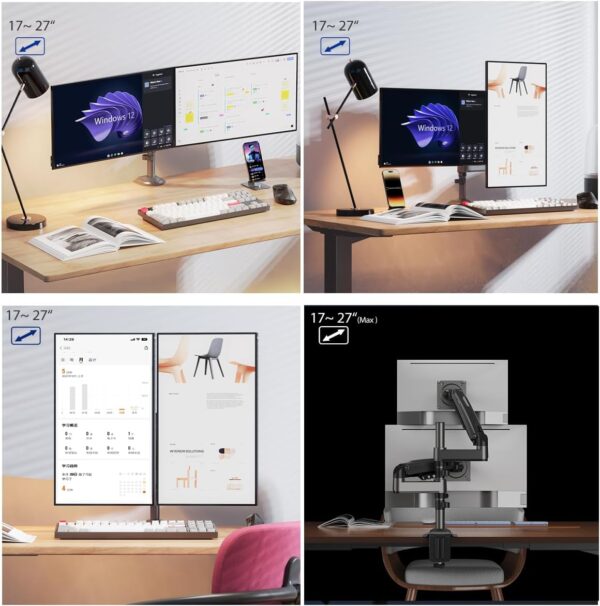 61RWR2ORLYL._AC_SL12 NB North Bayou Dual Monitor Desk Mount, Adjustable Gas Spring Monitor Desk