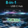 USB C Hub with Ethernet Adapter, 8 in 1 USB C Multiport Splitter