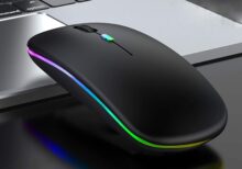 ANYOUI Wireless Bluetooth Mouse, LED Slim Dual Mode
