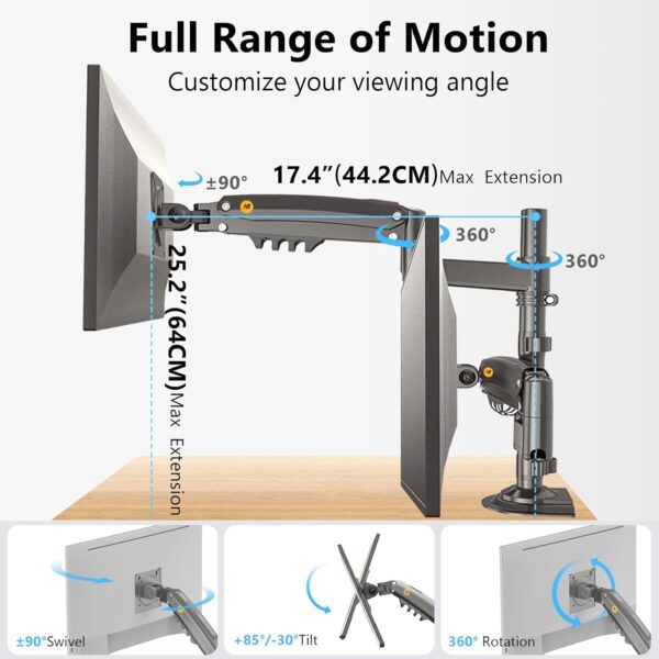 71Rq4kAjvSL._AC_SL1500_ NB North Bayou New H180 Dual Monitor Desk Mount Stand Full Motion