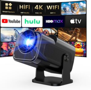 Gaimoo GM600 NTV 4K Projector with Wifi and Bluetooth, 1080P Native Mini Projector Portable