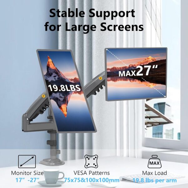 71WS1UJ-DRL._AC_SL1500_ NB North Bayou New H180 Dual Monitor Desk Mount Stand Full Motion
