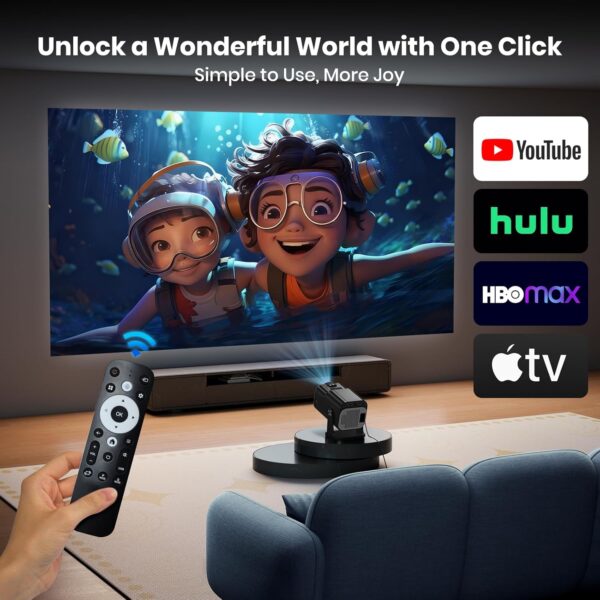 71XOJI~1 Gaimoo GM600 NTV 4K Projector with Wifi and Bluetooth, 1080P Native Mini Projector Portable