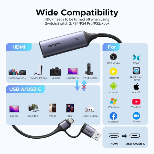 71jF-0IgFnL._AC_SL1500_ UGREEN USB High-Definition Video Capture Card (No Loop Out)