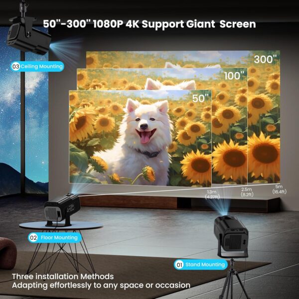 81NW4P~1 Gaimoo GM600 NTV 4K Projector with Wifi and Bluetooth, 1080P Native Mini Projector Portable