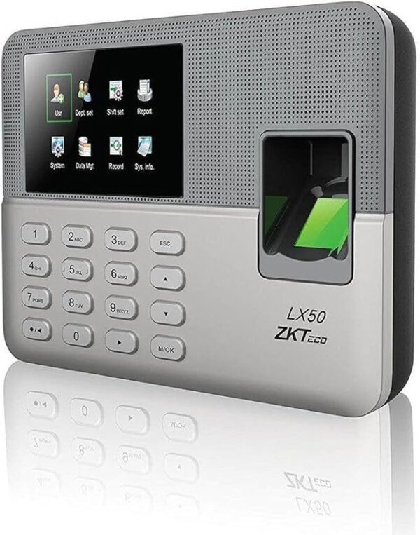 Click to see full view ZK.Teco LX50 Fingerprint Time Attendance Device with 2.8 Inch Color Screen, Support Fingerprint and PIN, 500 User Capacity, 50,000 Records, USB Data Transfer, Ideal for Businesses and Offices