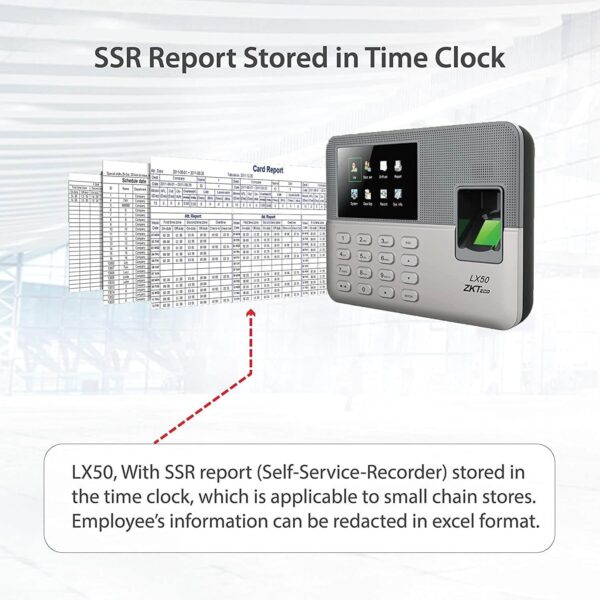Click to see full view ZK.Teco LX50 Fingerprint Time Attendance Device with 2.8 Inch Color Screen, Support Fingerprint and PIN, 500 User Capacity, 50,000 Records, USB Data Transfer, Ideal for Businesses and Offices